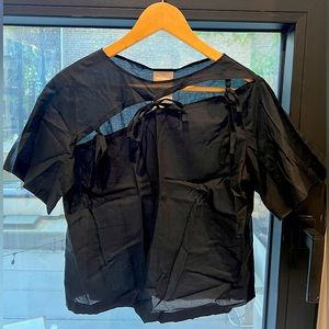 SOLD: Meg Black short sleeve top with cutouts S - NWOT